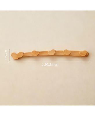 Wooden Bird-Shape Hooks for Kids' Rooms - Heavy Duty, Space-Saving