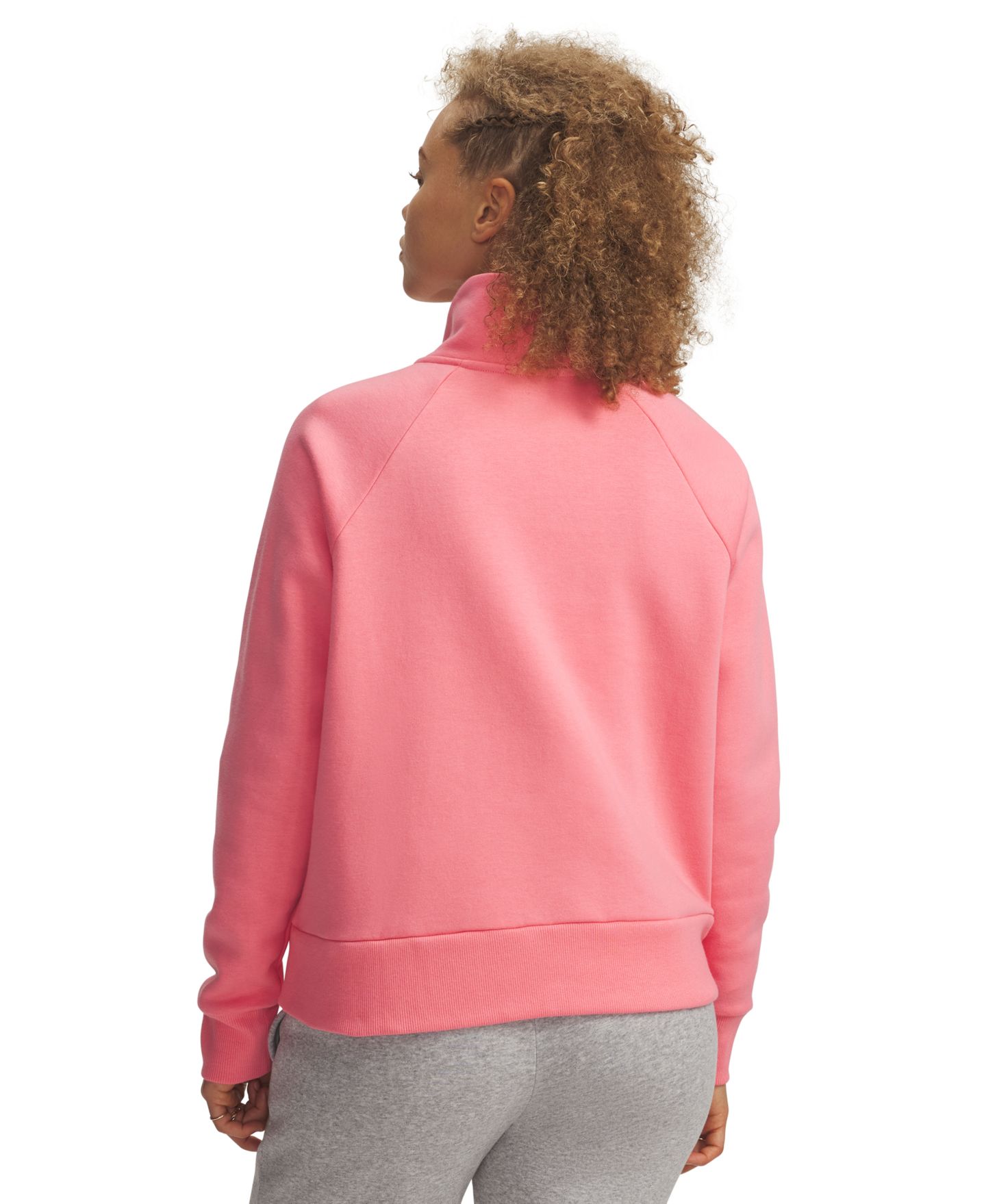 Женский свитшот Under Armour Rival Fleece Mock-Neck Half-Zip, цвет: Розовый — фото 3