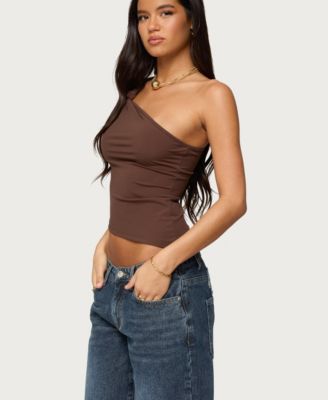 Women's Knotted One Shoulder Asymmetric Top