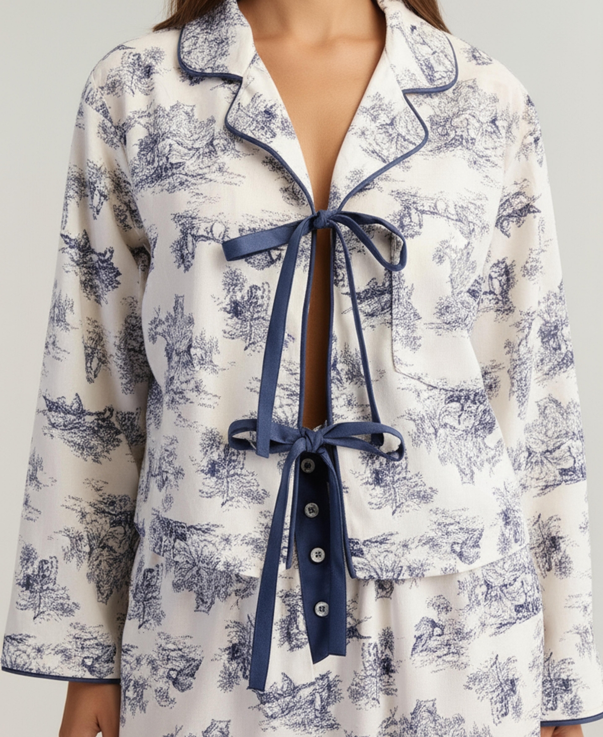 Draft - Modenaire Women's Printed Button-Up Pajama Set