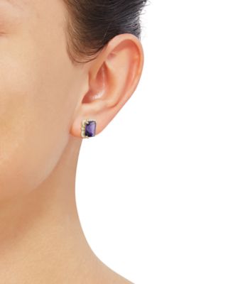 Onyx (2-3/4 ct. t.w.) and Diamond ( 1/6 ct. t.w.) Stud Earrings in 14k Yellow Gold (also available in Blue Topaz and Amethyst)