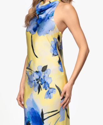 Women's Cowl Neck Printed Ball Gown