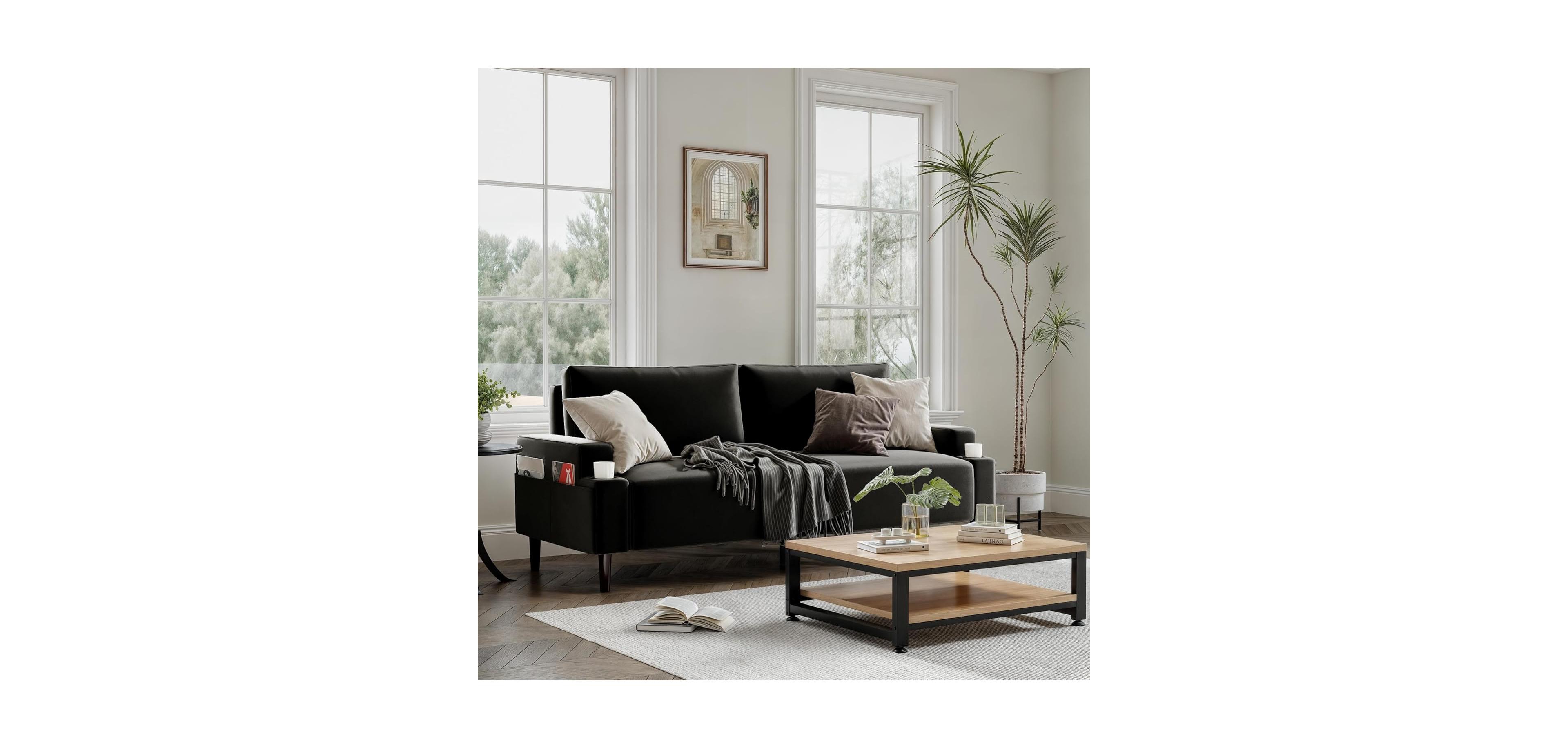 gaomon 80.7" Loveseat Sofa, Fabric Modern Sleeper Sofa Couch for Living Room, Sofa Cama, Solid Wood Frame, Easy to Install