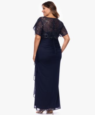 Plus Size V-Neck Short-Sleeve Ball Gown