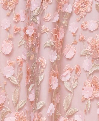 Plus Size Short-Sleeve 3D Floral Embroidered Ball Gown