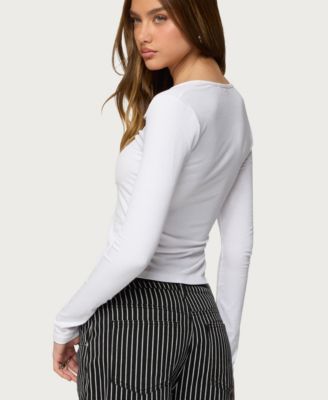 Women's Jaelyn Ribbed Henley T Shirt