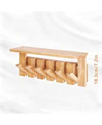 Space-saving Wall Coat Rack with Hooks and Shelf for Hanging Clothes, Hats, Keys