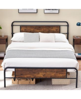  Bed Frame - 13 Inch Metal Platform Bed Frame with Wood Headboard, No Box Spring Needed, Heavy Duty Feet, Easy Assembly