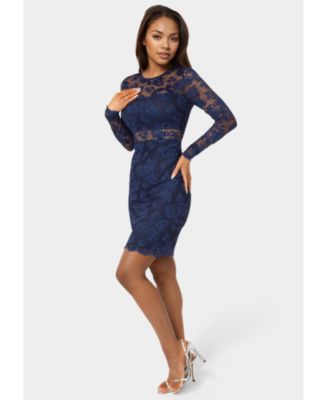 Women's Marseille Lace Long Sleeve Illusion Dress