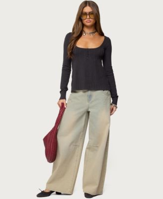 Women's Jaylah Cable Knit Babydoll Top