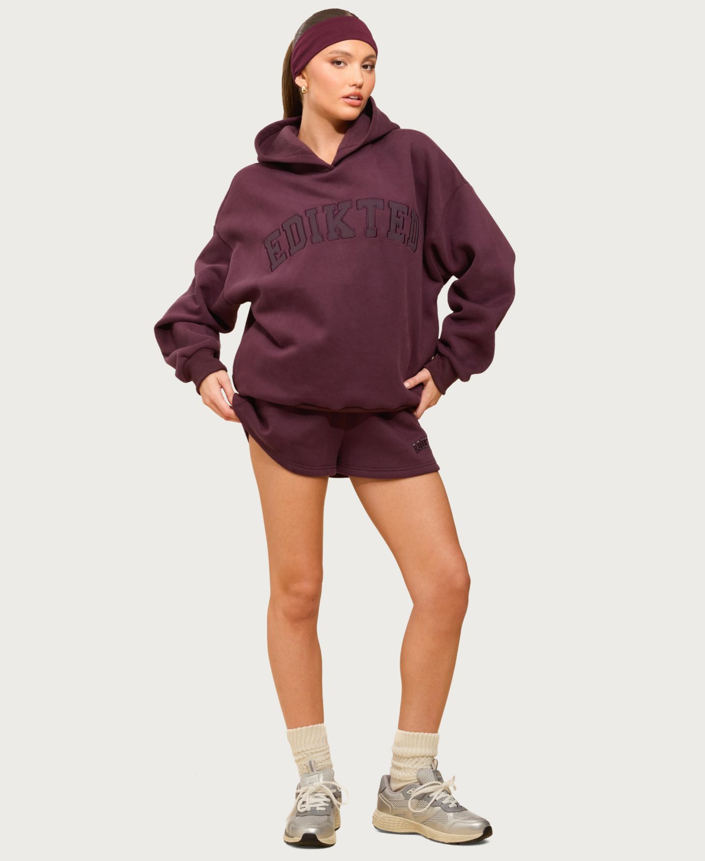 Женские шорты Edikted Girl Sweat Shorts, цвет: Сливовый — фото 3