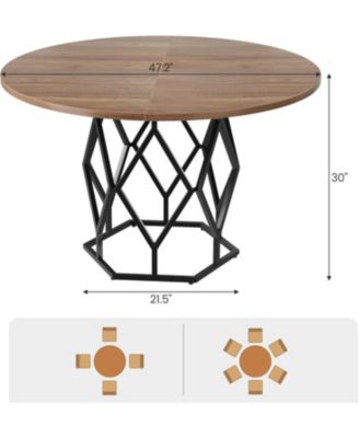 47 Inch Round Dining Table Farmhouse Dining Kitchen Table for 4-6 People Kitchen and Dining Room Tables