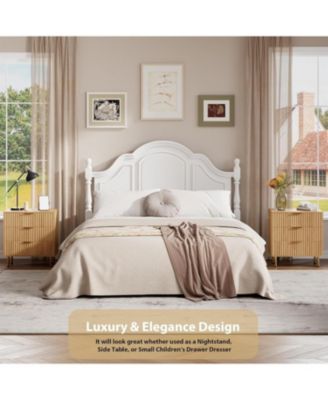 Natural 3 Drawer Dresser for Bedroom, Fluted Dresser with Large Drawers and Sturdy Legs Support