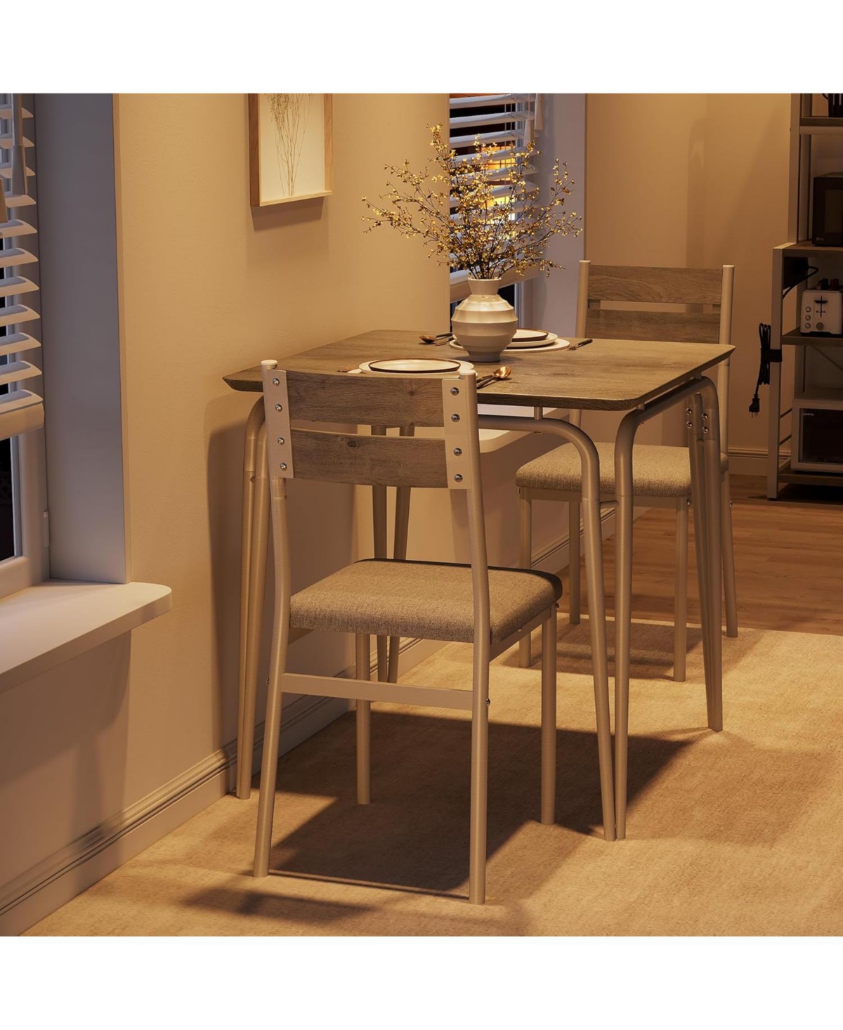 gaomon Dining Table for 2 Small Table and Chairs Set of 2 Square Dinette Set for 2 3 Piece Kitchen and Dining Room Sets for Small Space