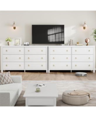 6 Dresser for Bedroom, Modern Wide Drawer Dresser with Storage, Wooden Closet Dressers Chest of Drawers Freestanding