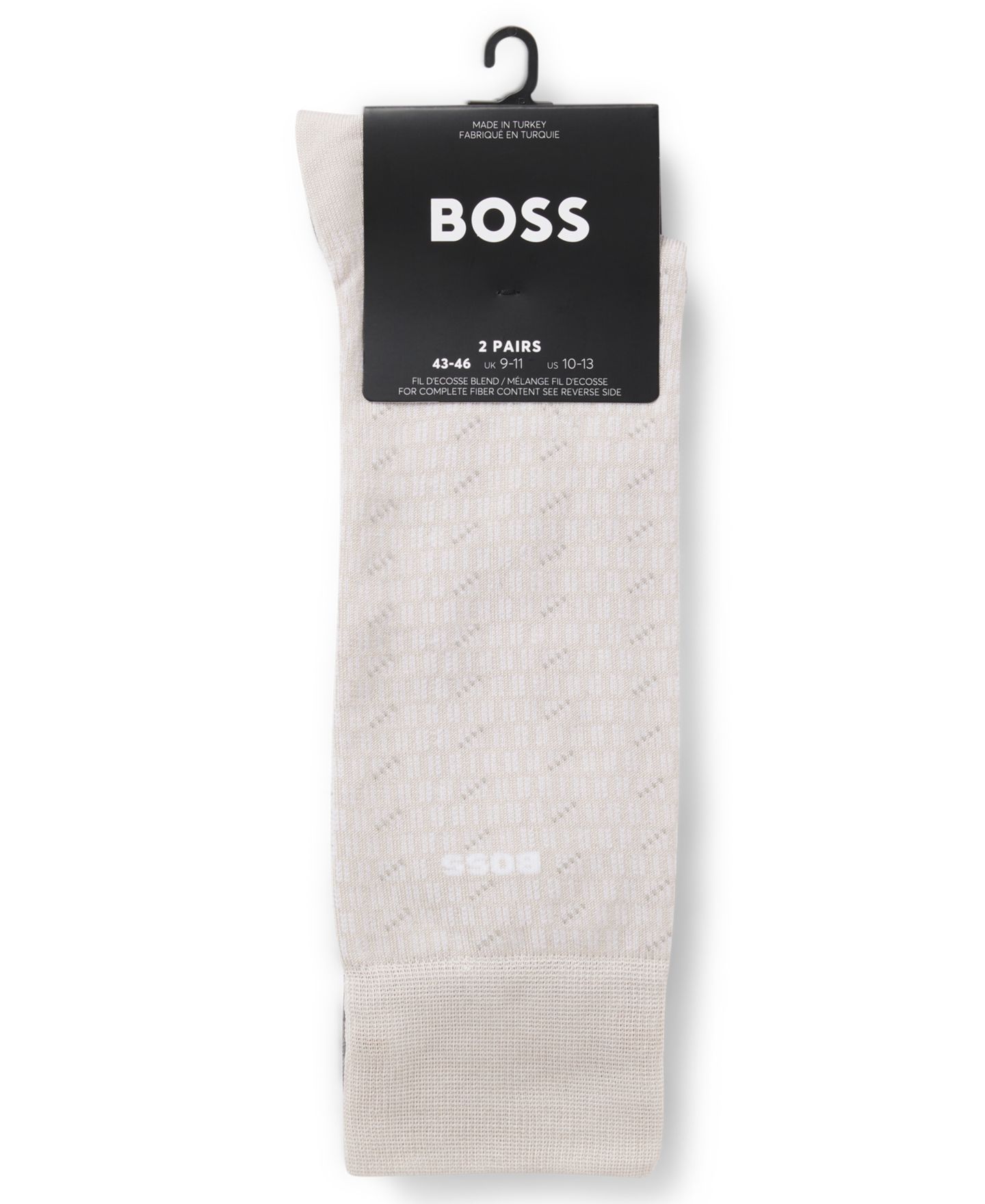 Носки Pin для мужчин, с принтом, 2 шт. — Hugo Boss, цвет: Кремовый / Серый — фото 3