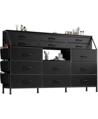 Drawer Fabric Dresser for Bedroom, Large Dresser with 2 Shelves & Wood Top, Dressers & Chests of Drawers