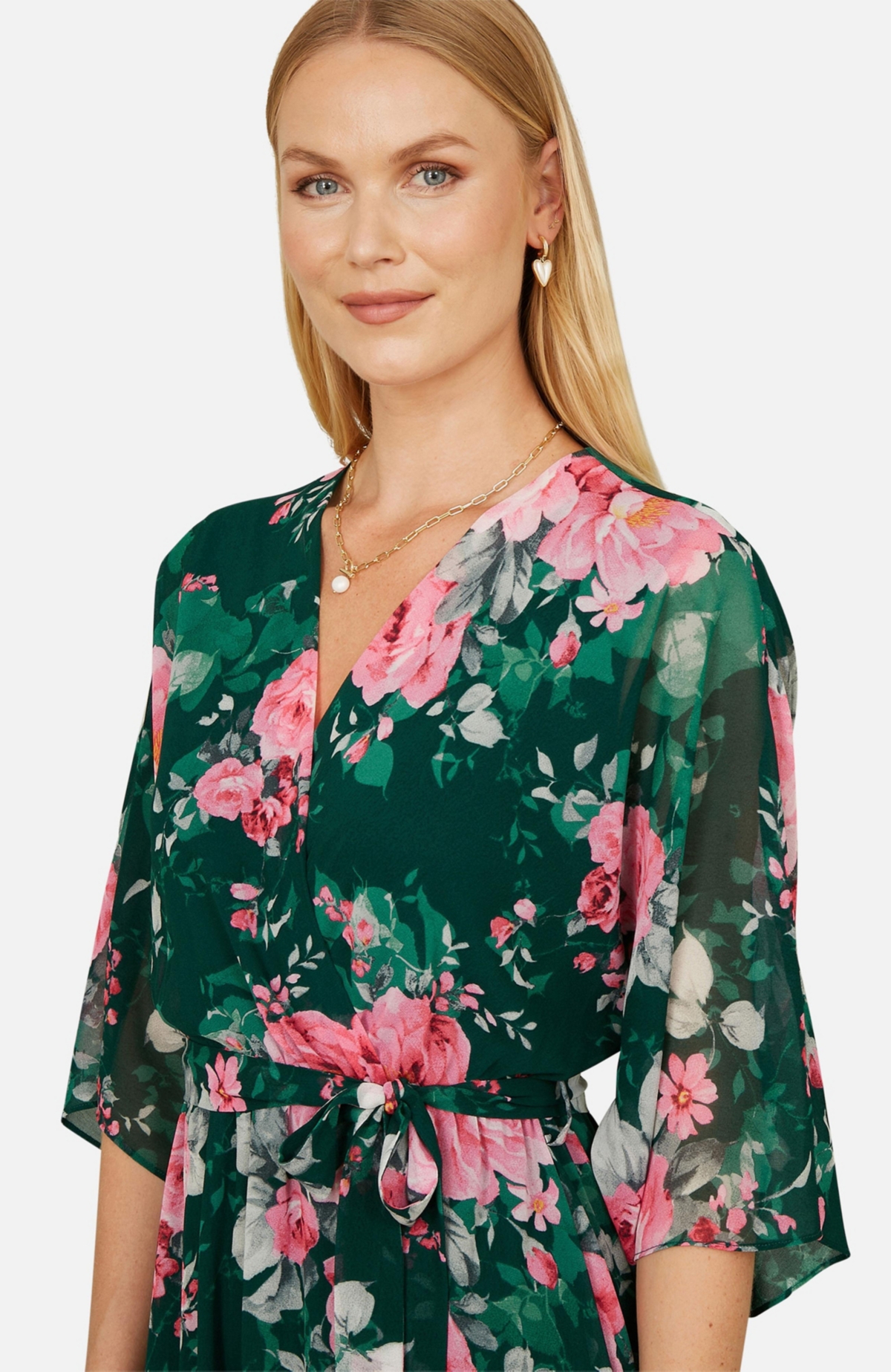 Yumi Women's Midi Dip Hem Wrap Dress