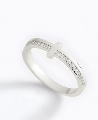 Let God Be In Control Pave Cross Ring
