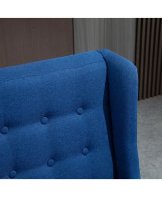 Linen Fabric Upholstery Double Seat Sofa Tufted Loveseat Armless Couch