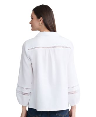 Petite Button-Front Collared Top