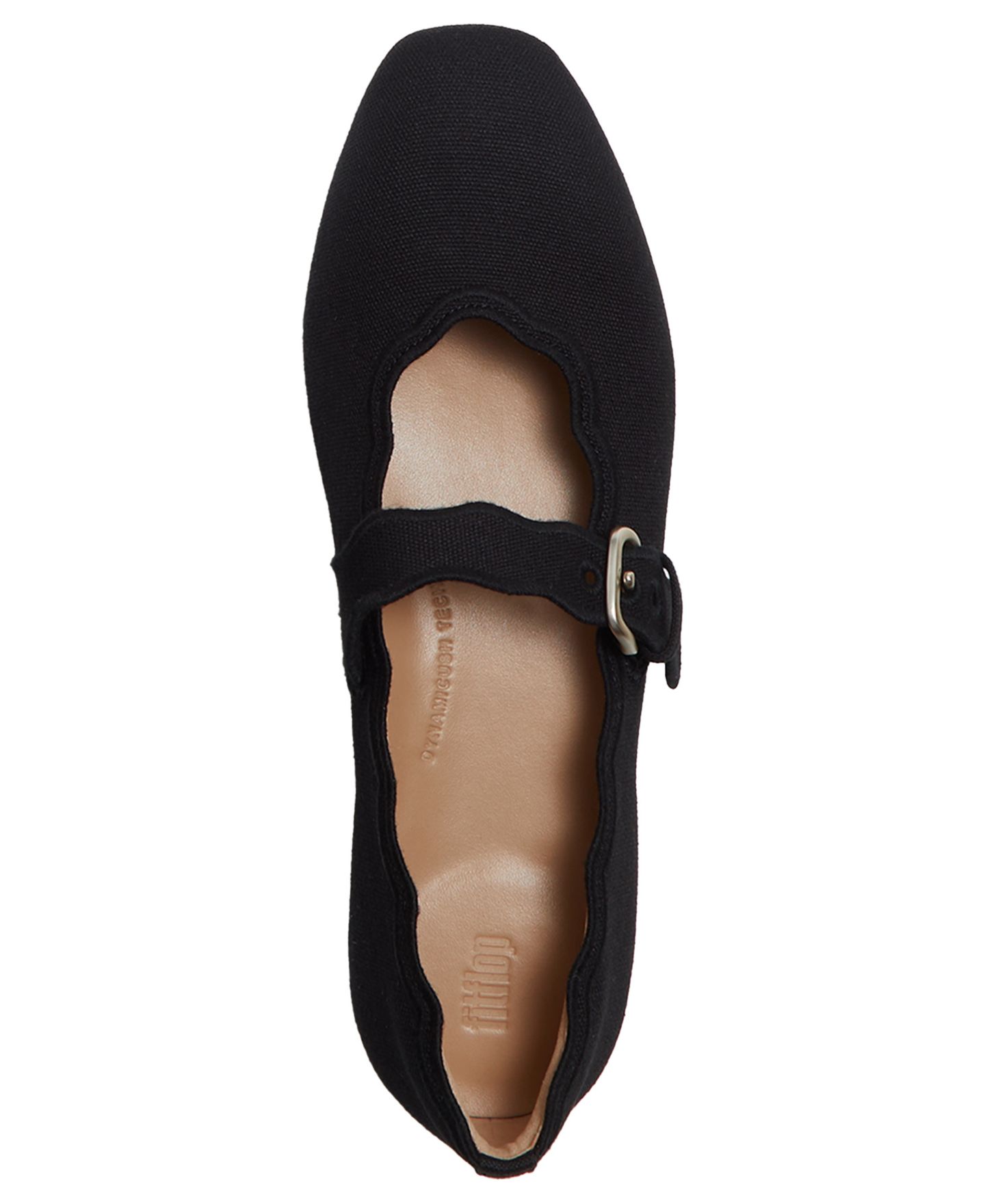 Женские парусиновые туфли Мэри Джейн FitFlop Delicato с волнистым краем, цвет: Чёрный — фото 3
