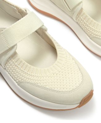 Women's F-Mode Flow Knit Suede Mary Jane Almond Toe Sneakers