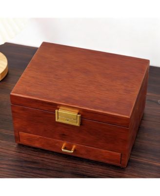 Solid Wood Jewelry Box with Velvet Lining and Lock