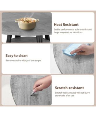 Round Dining Table for 4-6, 47.2" Farmhouse Kitchen Table with Storage, Circle Dinner Tables for Kitchen, Dining Room, Living Room