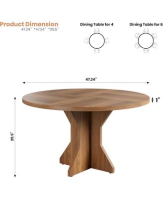 Round Dining Table for Circle Kitchen Dinner Table with Sturdy Pedestal Base, Small Spaces Dinning Room Furniture for Living Room