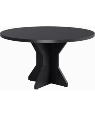 Round Dining Table for Circle Kitchen Dinner Table with Sturdy Pedestal Base, Small Spaces Dinning Room Furniture for Living Room