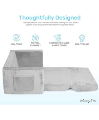 Toddler Nestle Sofa, 2-in-1 Convertible Sofa to Lounger, Low to Floor Design, Machine Washable Fabric Cover