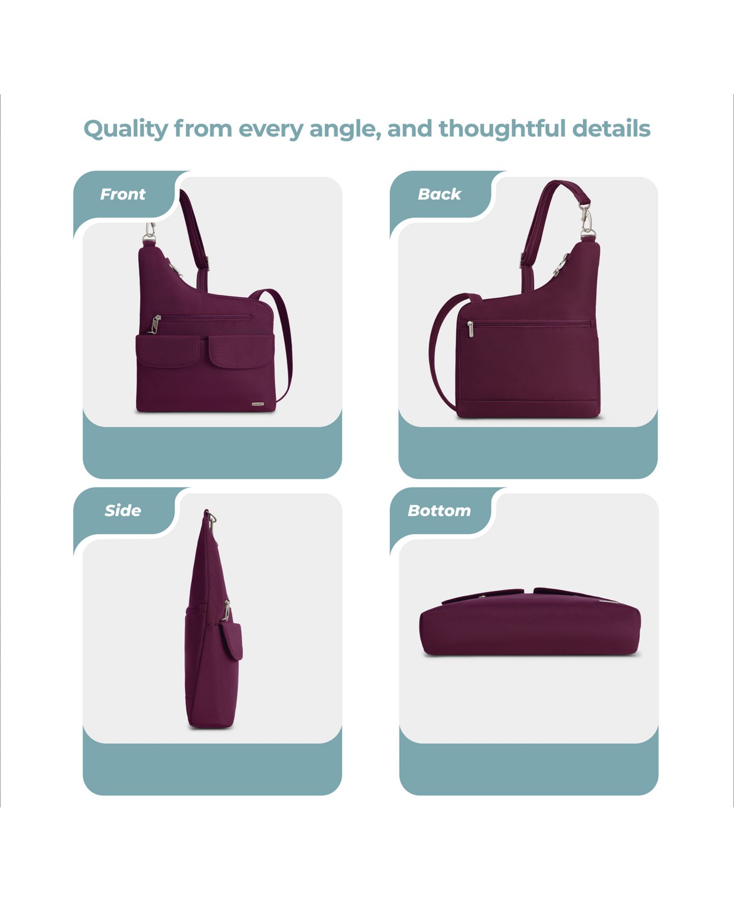 Женская сумка Travelon Anti-Theft Classic Crossbody, цвет: Бордовый — фото 16