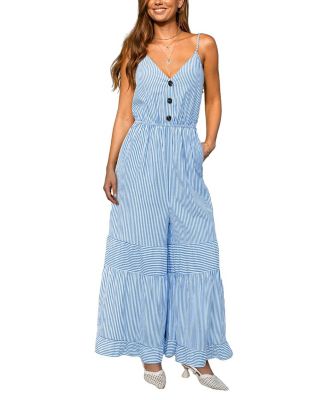 Women's V-Neck Zipper Closure Unlined Jumpsuit