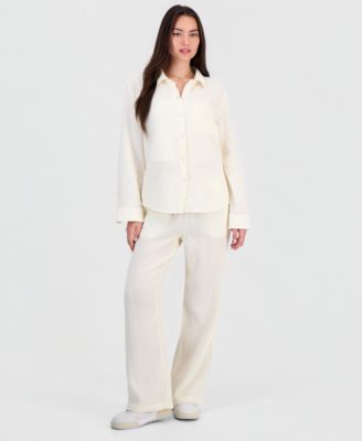 Juniors' Cotton Gauze Shirt & Drawstring Beach Pants