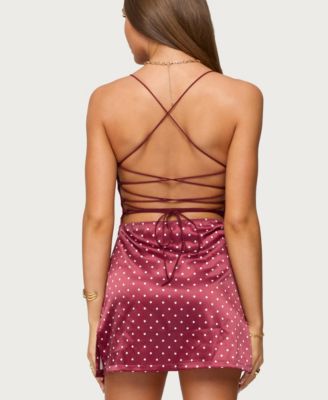 Women's Lacey Backless Polka Dot Mini Dress