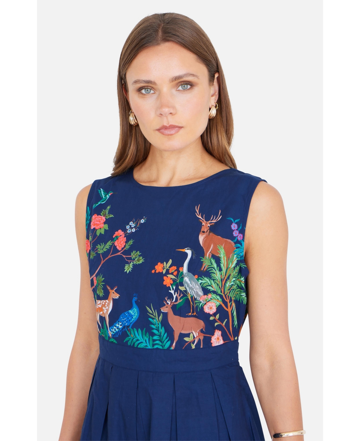 Yumi Women's Animal Print Cotton Midi Skater Dress