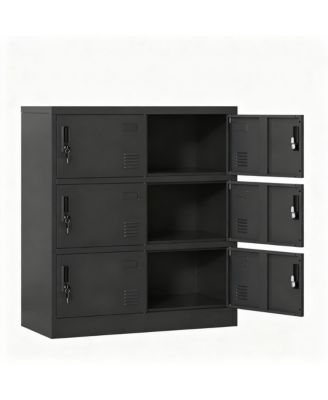 6-Door Metal Locker with Vents, Locks, Card Slots for Home, School, Gym