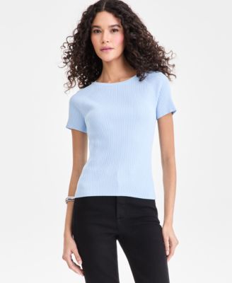 Women's Short-Sleeve Rib Knit Sweater