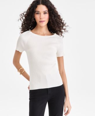 Women's Short-Sleeve Rib Knit Sweater