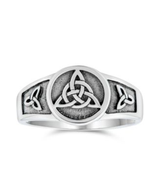Ancient Viking Celtic Infinity Trinity Knot Triquetra Signet Ring Oxidized .925 Sterling Silver