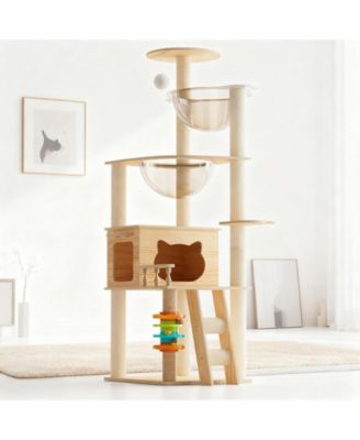 59" Modern Cat Tower - Sisal Posts + Acrylic Hammock