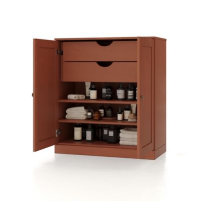100% Solid Wood 32" Bathroom Storage Cabinet with Shaker Doors, 2-Drawers & Adjustable Shelves