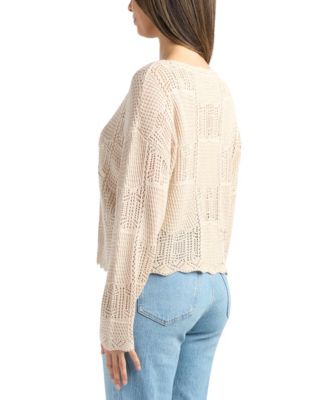 Juniors' Crewneck Pull-On Sweater