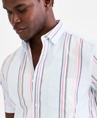 Men's Short-Sleeve Striped Oxford Shirt