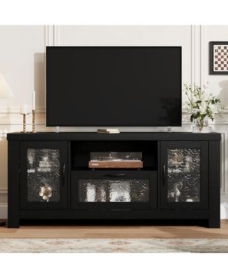 55.2'' Modern Sideboard Buffet Cabinet with Acrylic Door Storage Cabinet, Farmhouse Coffee Bar Cabinet with Shelves