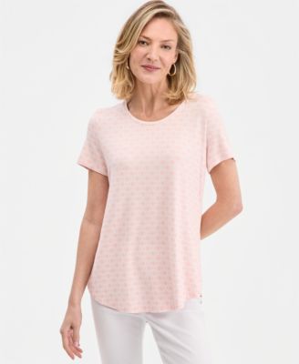 Women's Printed Scoop-Neck Short Sleeve Top