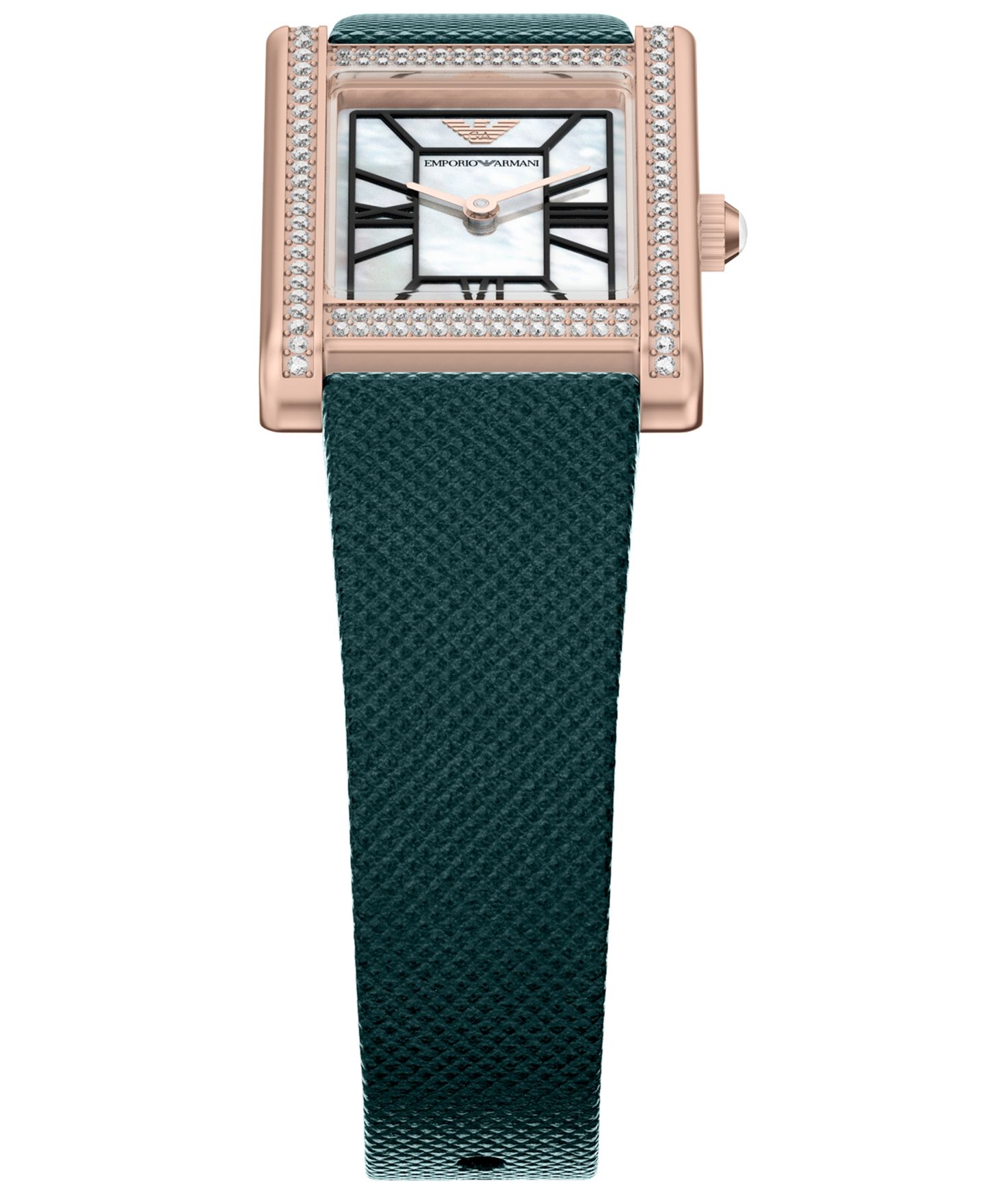Женские часы Emporio Armani Quartz Two-Hand Green Leather Watch, 32mm — фото 4