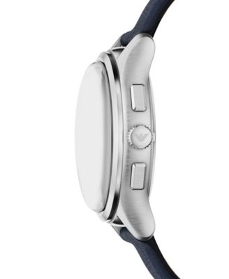 Men's Quartz Chronograph Blue Leather Watch, 42mm