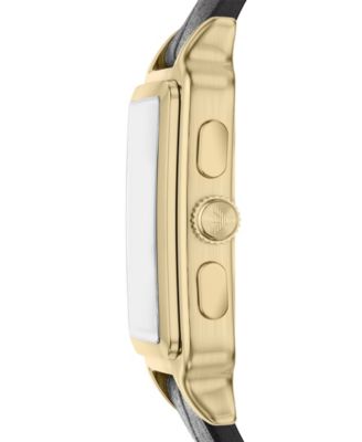 Men's Quartz Chronograph Black Leather Watch, 38mm